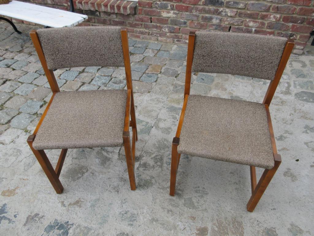 originele vintage stoelen stof en hout of skay sixties, Huis en Inrichting, Stoelen, Ophalen, Stof