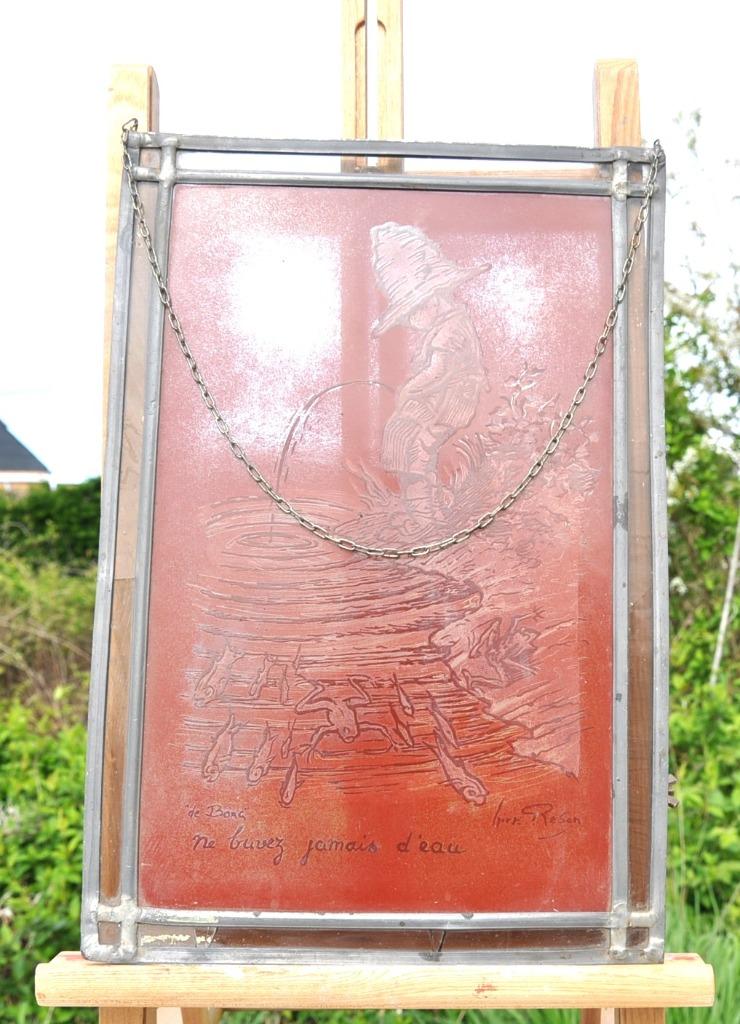 vitrail decoratif avec texte  signe reson, Enlèvement ou Envoi, Utilisé