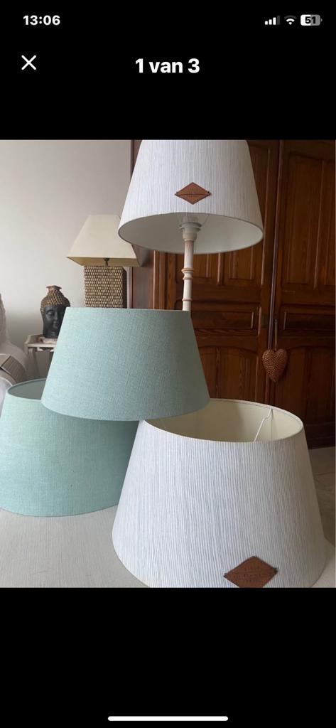 Lamp en drie afzonderlijke lampenkappen van riviera maison, Ophalen, Zo goed als nieuw