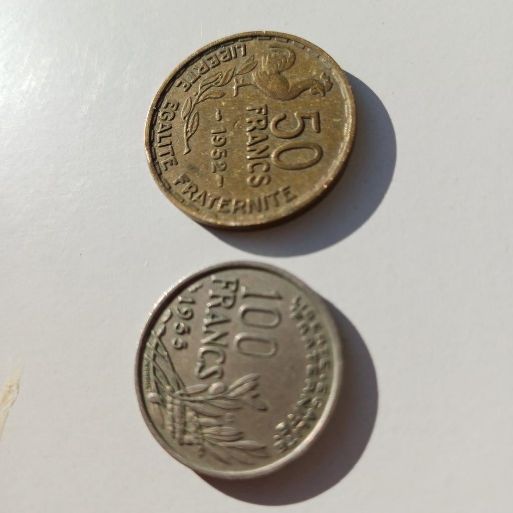 4 Franse munten van 1947 tot 1955, Ophalen of Verzenden, Munten