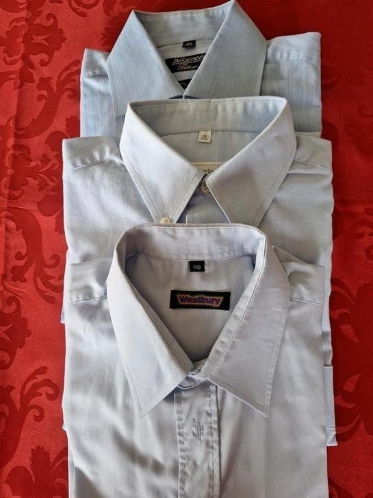 3 herenoverhemden, lichtblauw, lange mouwen,40 Westbury, Ophalen, Zo goed als nieuw, Overige maten