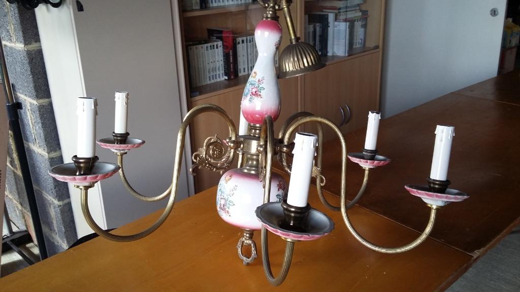 Ancien lustre polychrome, Maison & Meubles, Enlèvement, Utilisé, Ancien