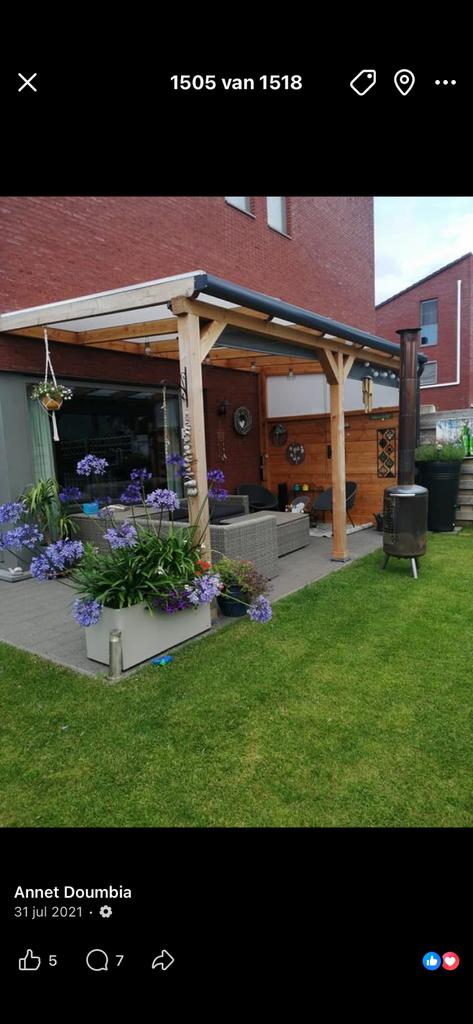 Douglas houten overkapping/pergola, Tuin en Terras, Overkappingen, Gebruikt, Veranda, Ophalen