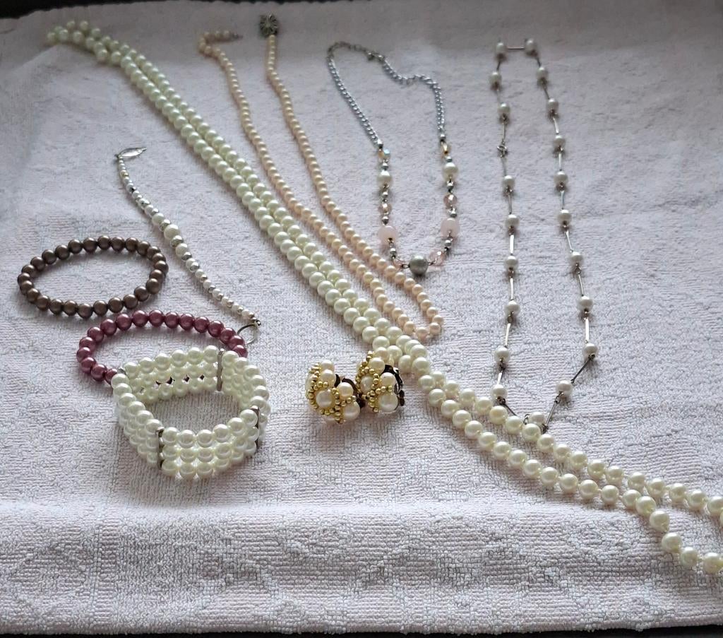 Ensemble de bijoux vintage avec perles, Enlèvement ou Envoi, Autres matériaux, Autres types