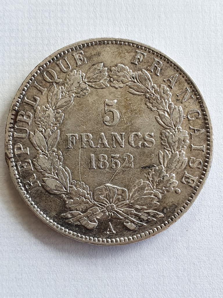 5 Francs République Française - 1852 Louis-Napoleon Bonapart, Verzenden, Zilver, Overige waardes, Frankrijk