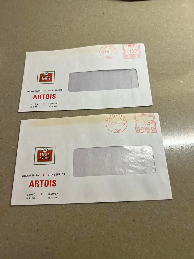 Stella Artois oude brieven van 1975, Verzamelen, Verzenden, Gebruikt, Overige typen, Stella Artois