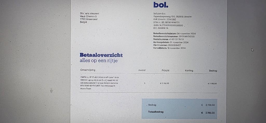 Laptop HP Omen 14 maand oud te koop, Computers en Software, Windows Laptops, Ophalen, Hp, 32 GB, Intel i9