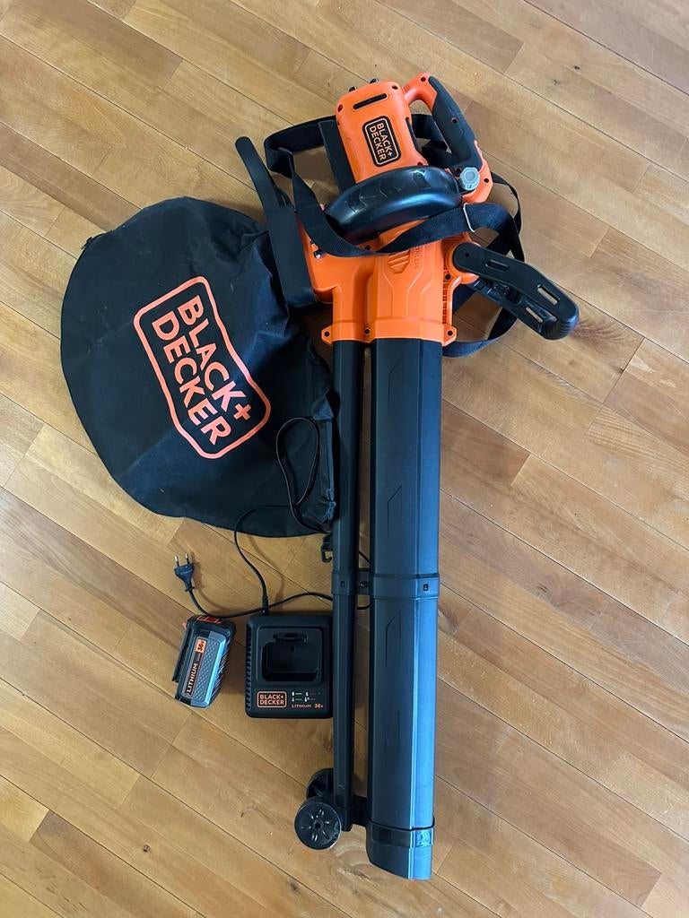 Black+Decker 36V borstelloze 3-in-1: complete set + oplader, Tuin en Terras, Bladblazers, Ophalen, Gebruikt, Accu