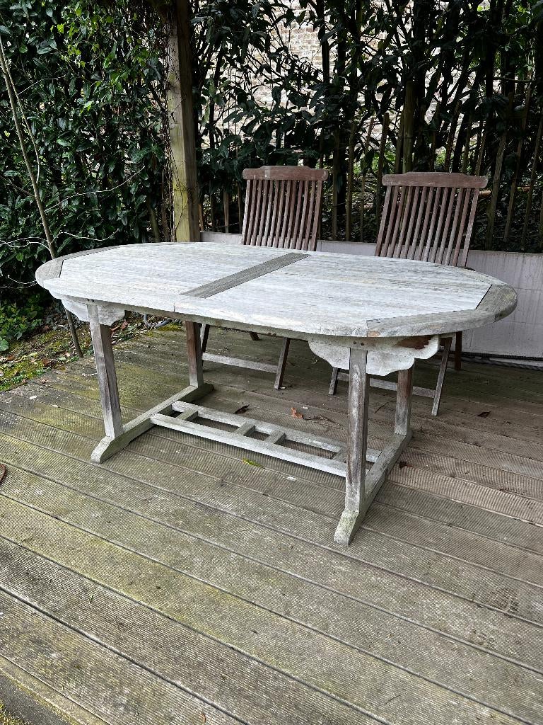 Table de jardin teck, Jardin & Terrasse, Enlèvement, Utilisé, Ovale, Bois de teck
