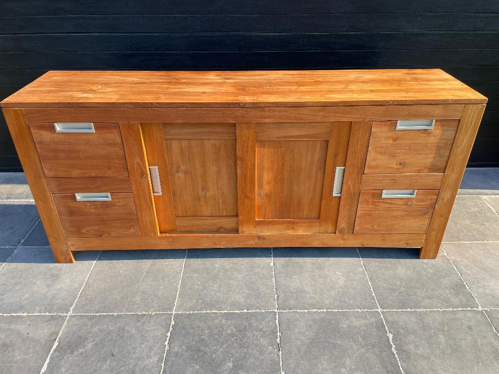 Teak dressoir 2m15, Huis en Inrichting, Ophalen, Zo goed als nieuw