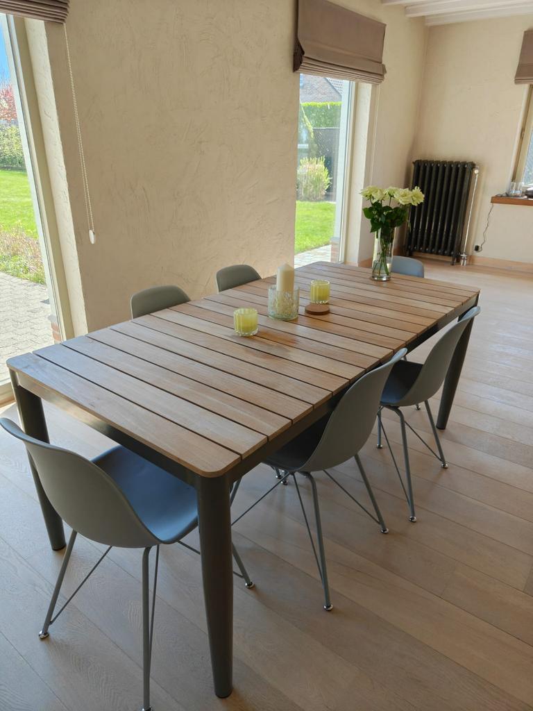 Grijze kuipstoelen 6 stuks, Ophalen, Kunststof, Gebruikt, Grijs