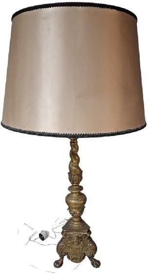 grote geëlectrificeerde kerkkandelaar in messing, Antiek en Kunst, Ophalen