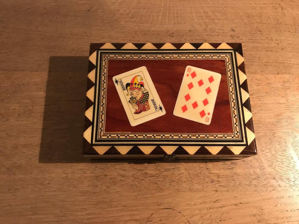 nieuw houten speelkaartendoos - speelkaartenkistje, Ophalen of Verzenden