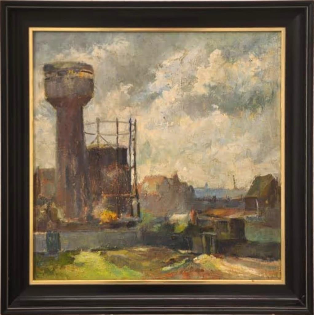 Watertoren Gentbrugge. 1954. André Rinskopf., Antiek en Kunst, Kunst | Schilderijen | Modern, Ophalen of Verzenden