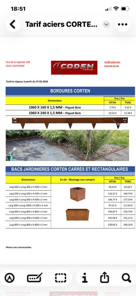 Bordure en Acier corten, Jardin & Terrasse, Bacs à fleurs & Jardinières, Enlèvement