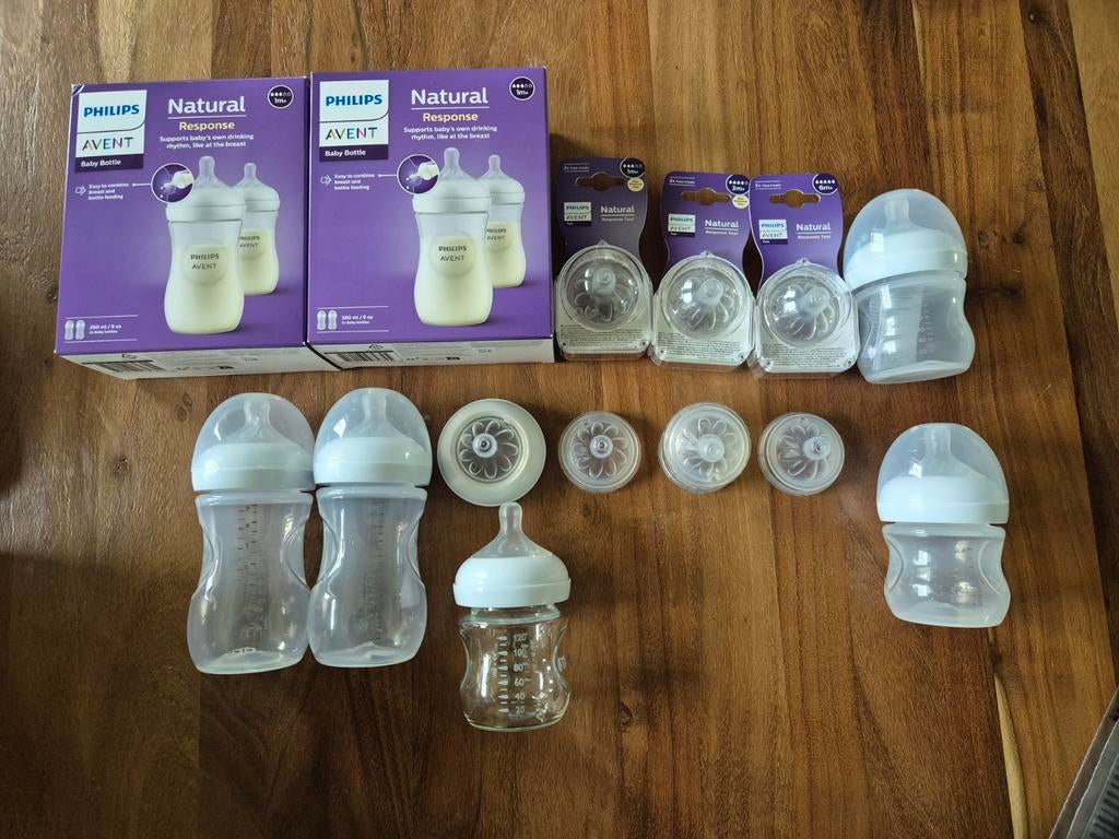 Philips avent natural response fles 330ml, 125ml + spenen, Kinderen en Baby's, Ophalen, Zo goed als nieuw