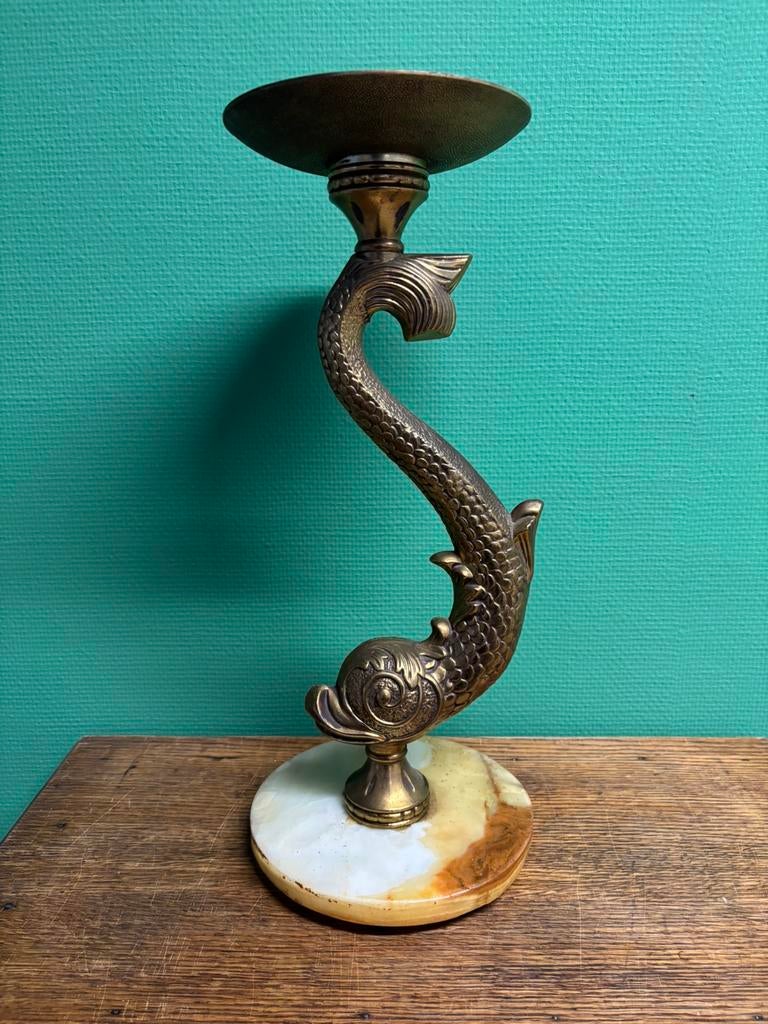 Antieke messing kandelaar, Antiek en Kunst, Antiek | Kandelaars, Ophalen, Koper of Brons