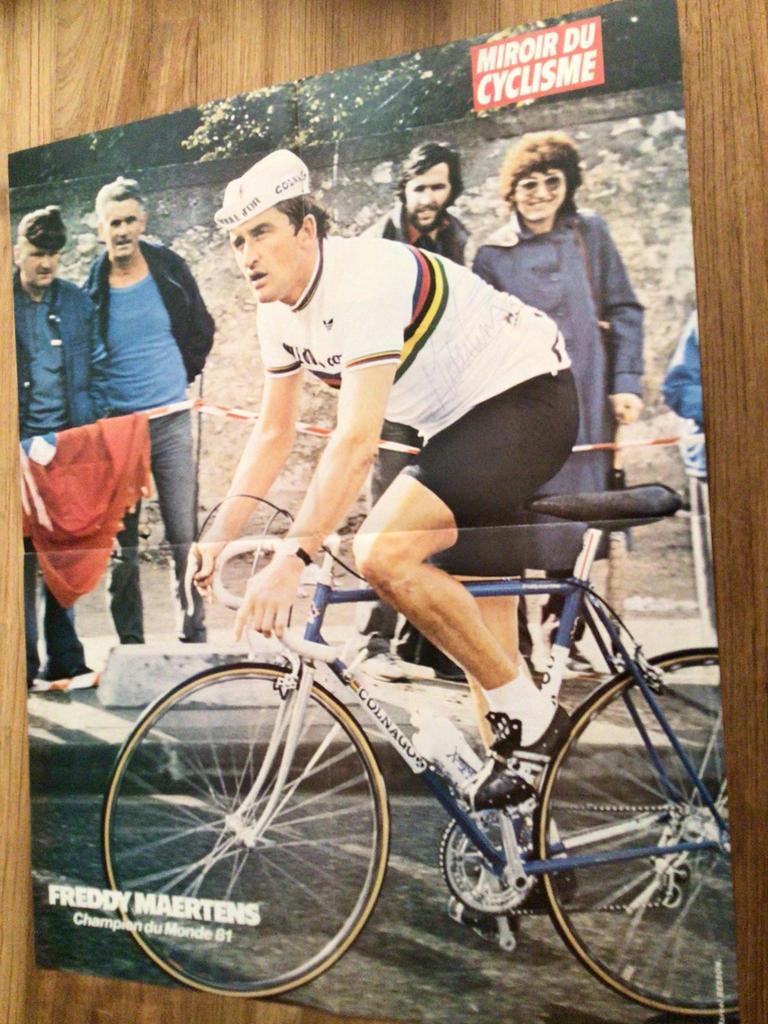 Wielerposter wk team colnago freddy maertens signe, Verzenden, Zo goed als nieuw