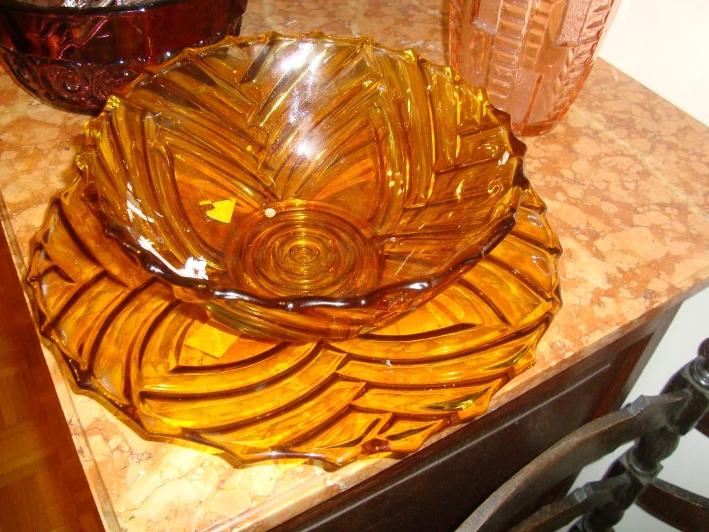 Art Deco fruitschaal met onderbord., Antiek en Kunst, Ophalen