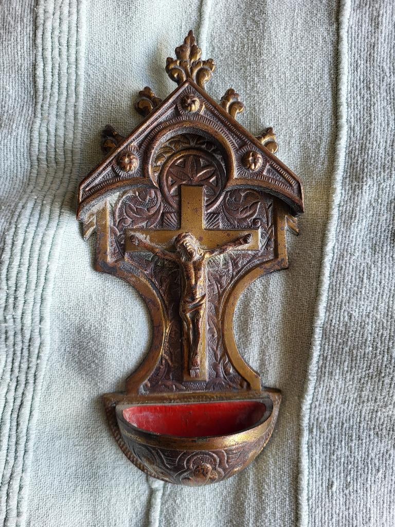 Bol à eau bénite en bronze français ancien, Antiquités & Art, Antiquités | Objets religieux, Enlèvement ou Envoi