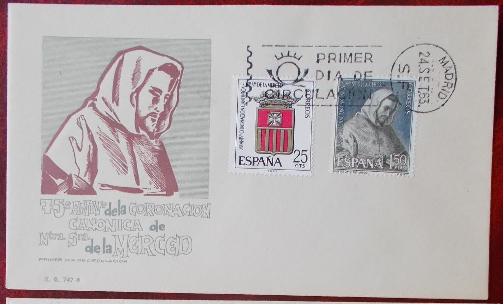 Spanje 1963 Nostra Seniora de la Merced - eerste dag van uit, Envoi, Affranchi