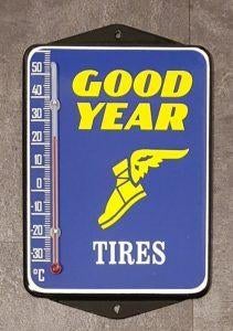 Goodyear banden emaillen reclame thermometer decoratie kado, Verzamelen, Ophalen of Verzenden, Zo goed als nieuw, Gebruiksvoorwerp