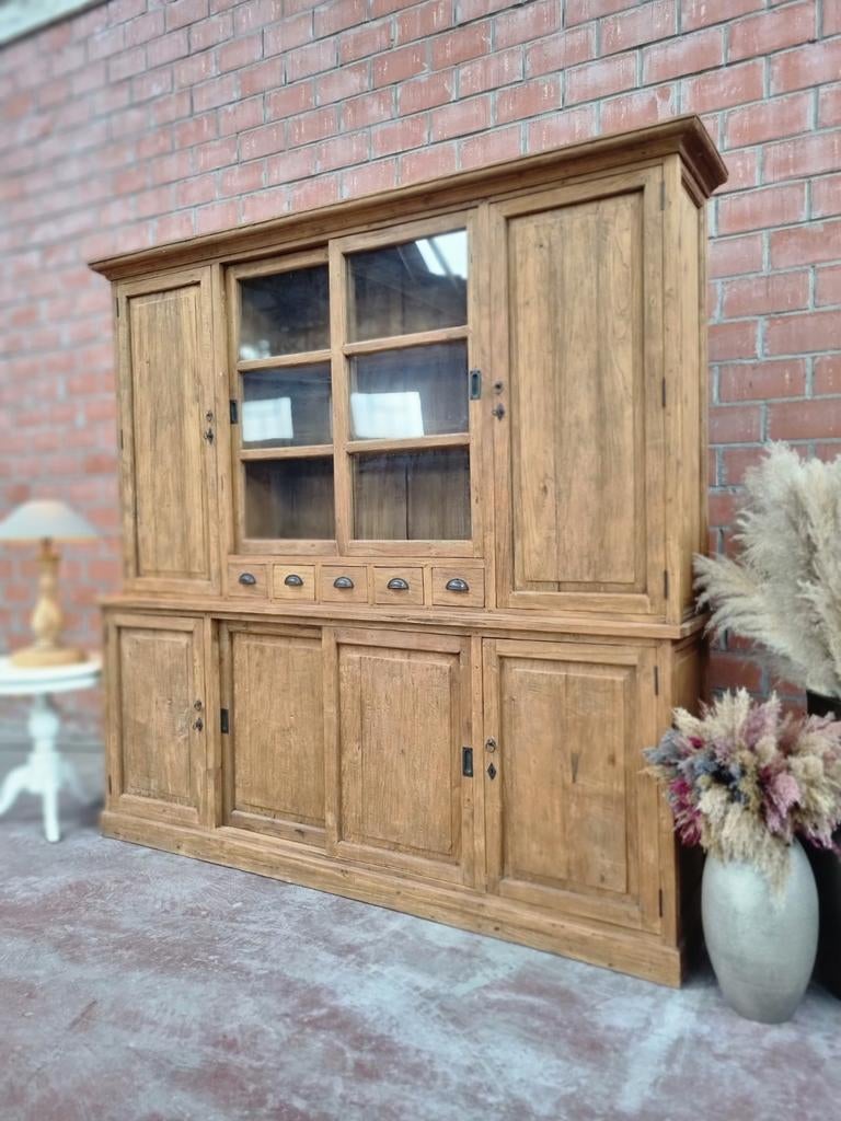 Teak buffetkast/vitrinekast art:83/26, Huis en Inrichting, Kasten | Buffetkasten, Ophalen, 200 cm of meer, Teak, Teakhout