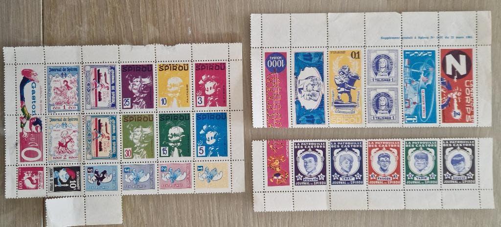 30 faux timbres Spirou -supplément au Spirou du 29 juin 1961, Enlèvement ou Envoi, Gaston ou Spirou, Comme neuf, Image, Affiche ou Autocollant