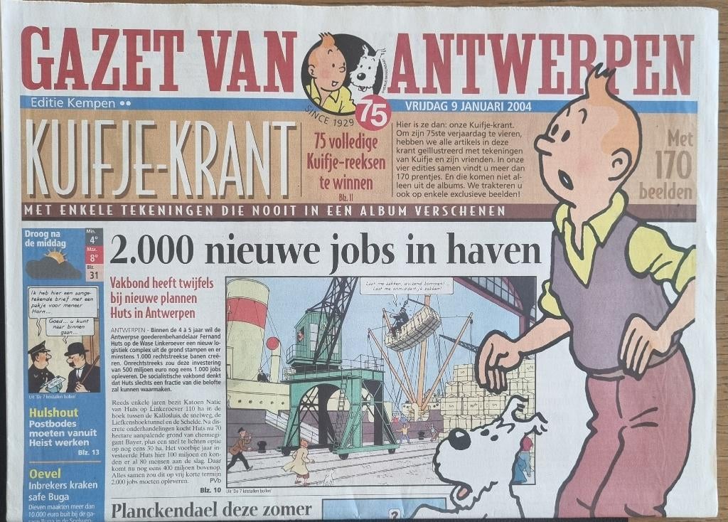Journal Journal Tintin Tintin Gazet Van Antwerpen Kempen, Enlèvement ou Envoi, 1980 à nos jours, Journal