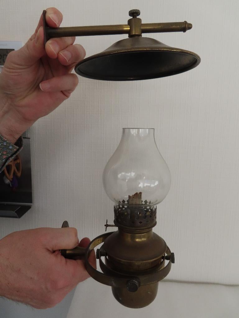 Hutslingerlamp / scheeps- olielamp in koper, Antiek en Kunst, Antiek | Verlichting, Ophalen of Verzenden