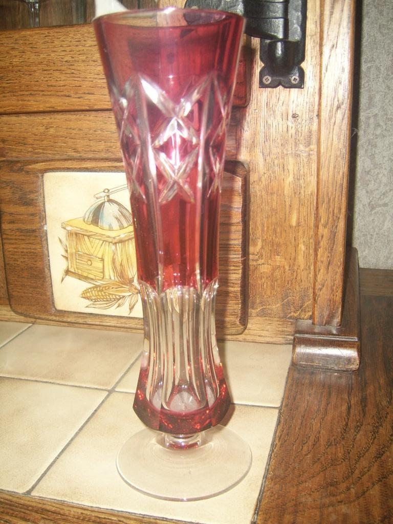 très beau vase val saint lambert en cristal, Enlèvement ou Envoi