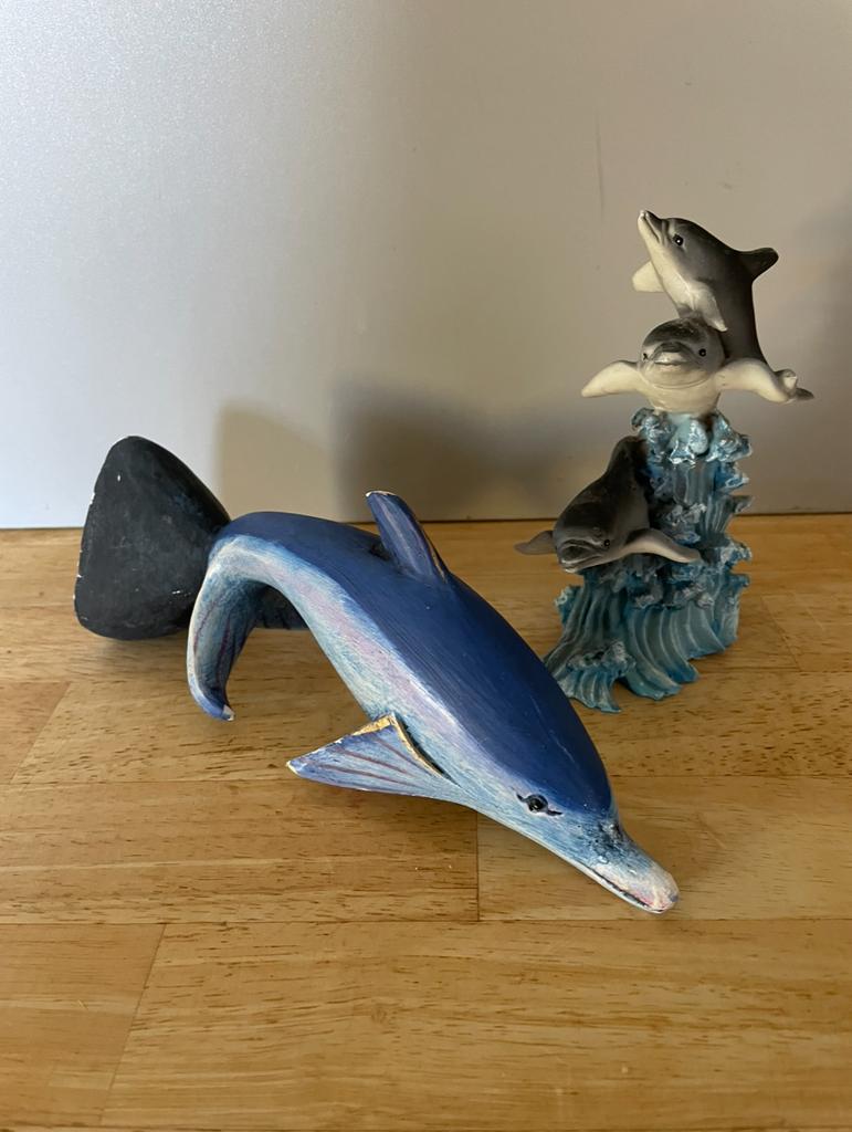 Decoratie : twee dolfijnen beeldjes, Ophalen of Verzenden, Zo goed als nieuw