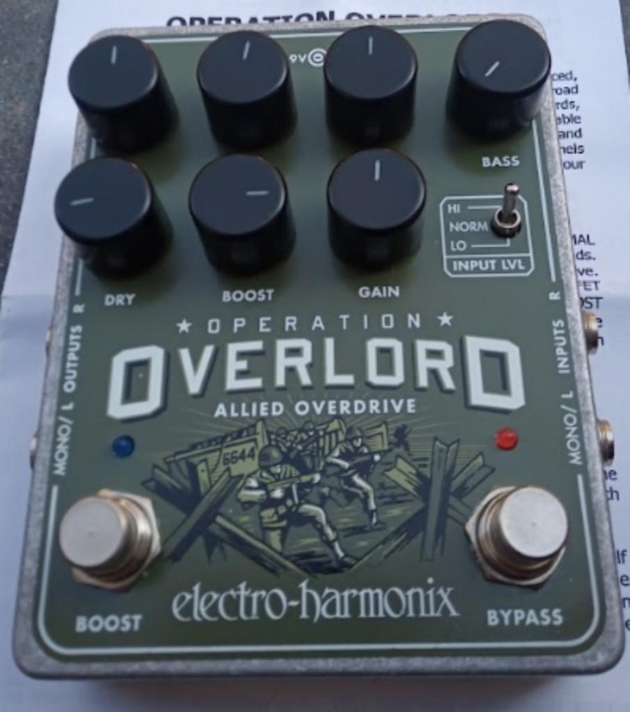 EHX Overlord (stereo overdrive pedaal) + EHX adapter, Enlèvement ou Envoi, Comme neuf, Distortion, Overdrive ou Fuzz