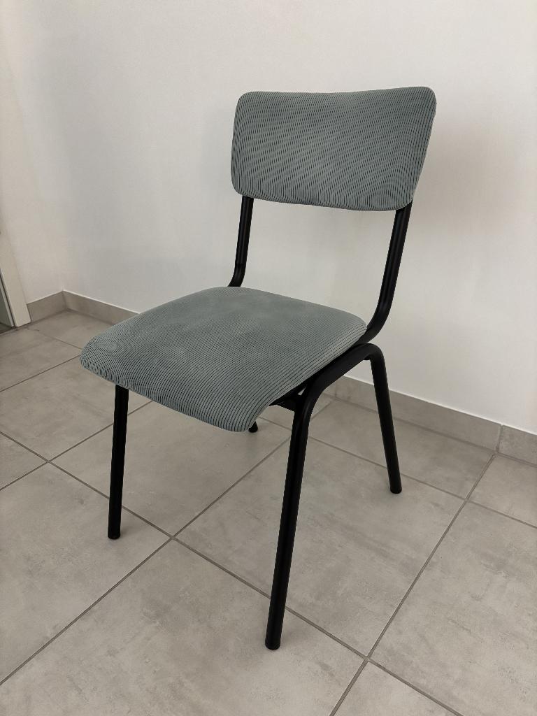 Chaise en velour bleue grise, Maison & Meubles, Chaises, Comme neuf, Enlèvement, Scandinave, Tissus