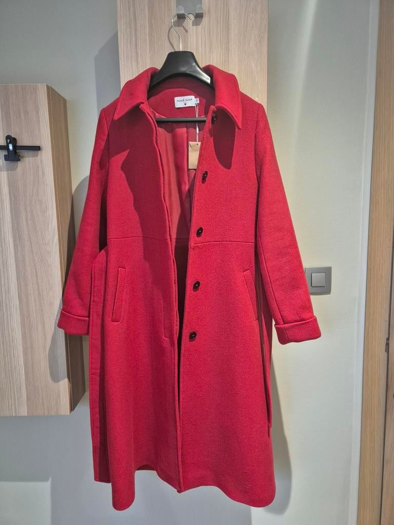 Rode wollen jas van Naf Naf, 36, Ophalen of Verzenden, Rood