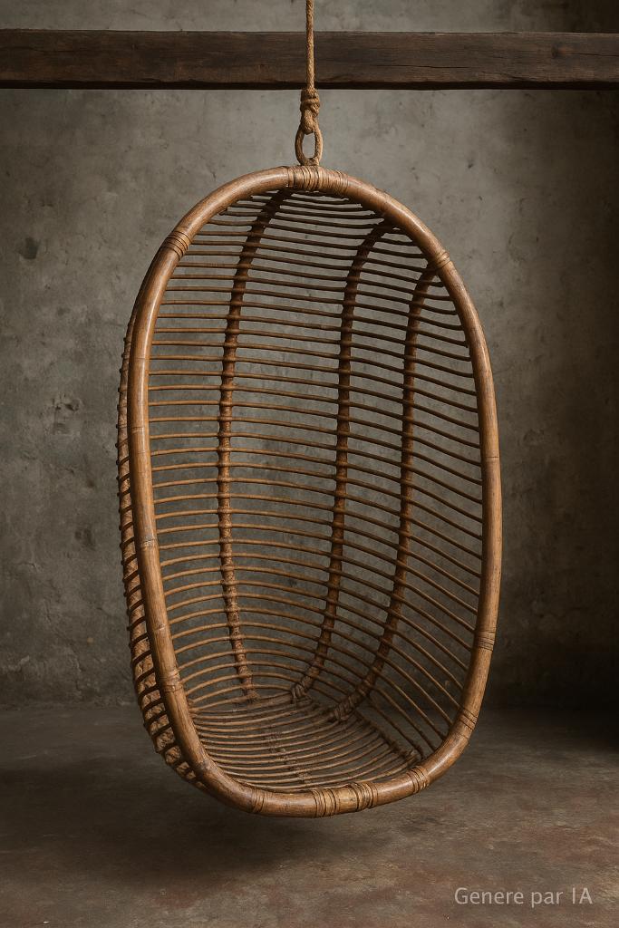 Siège suspendu en rotin, Huis en Inrichting, Stoelen, Gebruikt, Eén, Riet of Rotan, Overige kleuren, Ophalen