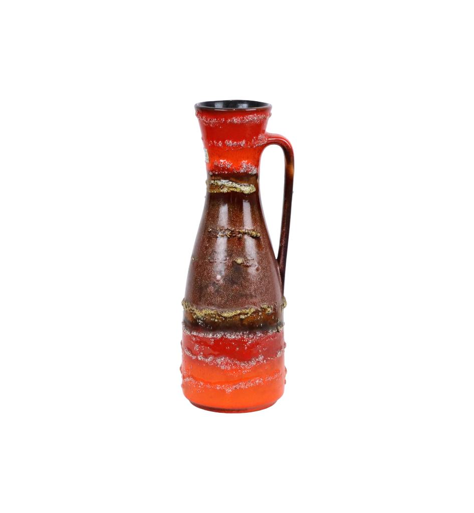 Fat Lava Vaas Carstens West Germany Rood Oranje Druipglazuur, Enlèvement ou Envoi