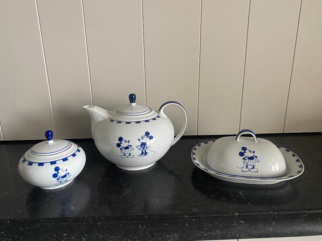 Koffiekan, suikerpot en botervloot Mickey Mouse, Collections, Enlèvement, Mickey Mouse, Comme neuf, Service