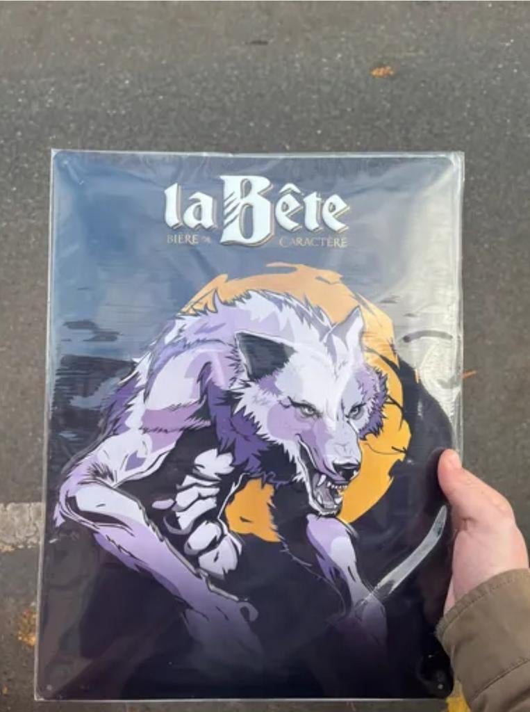 Zeldzaam reclamebord la Bête bier, Ophalen of Verzenden, Nieuw, Reclamebord, Plaat of Schild, Overige merken