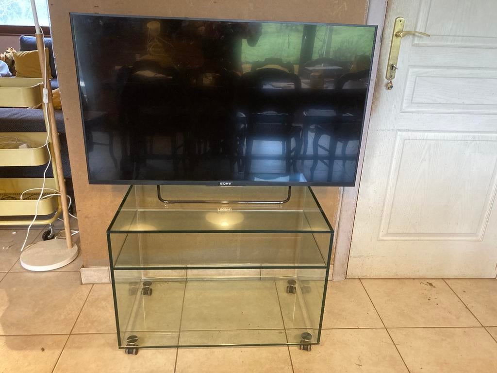 Meuble TV en verre trempé, Enlèvement, Comme neuf, Verre