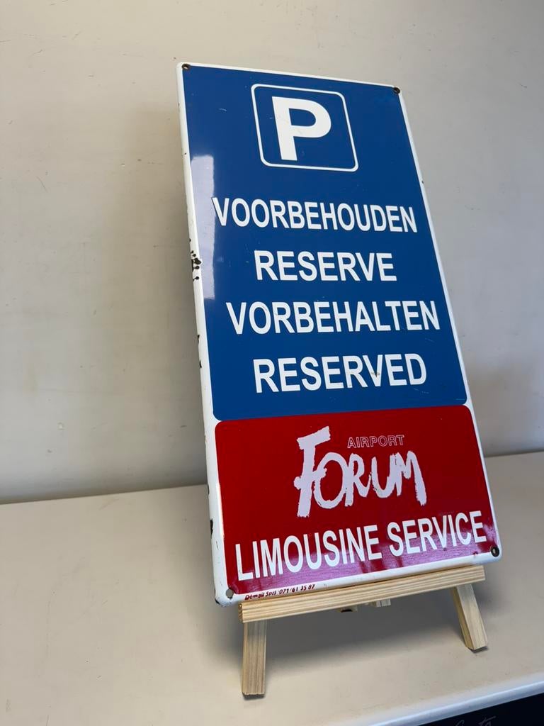 Limousine Parking emaille reclamebord, Ophalen of Verzenden, Gebruikt, Reclamebord