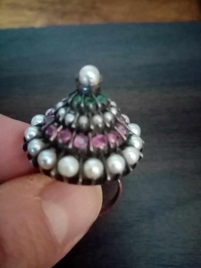 Bague coupole Thai  or.333 crt/argent des années 1920, Or, Enlèvement, Utilisé, Femme