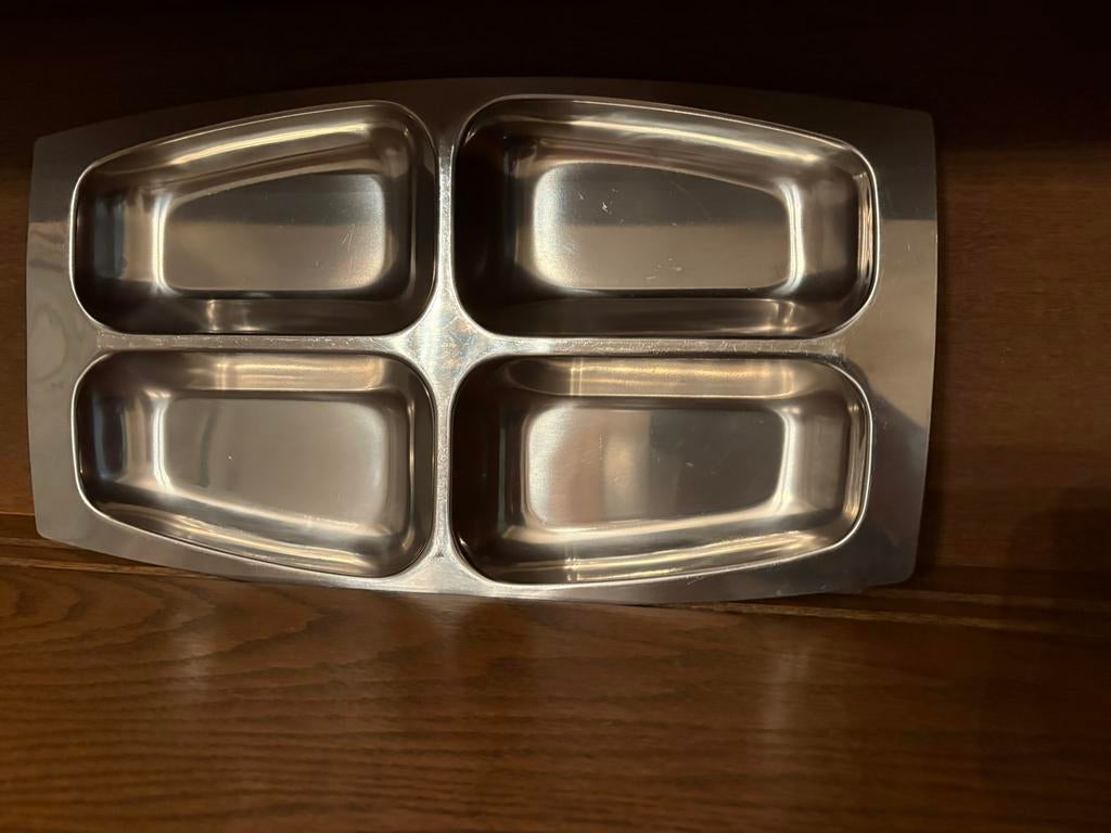 Inox schotel 4 vakjes, Ophalen of Verzenden, Gebruikt