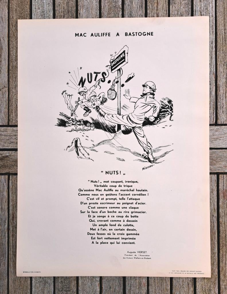 Affiche BASTOGNE NUTS 101st MAC AULIFFE Bataille Ardennes