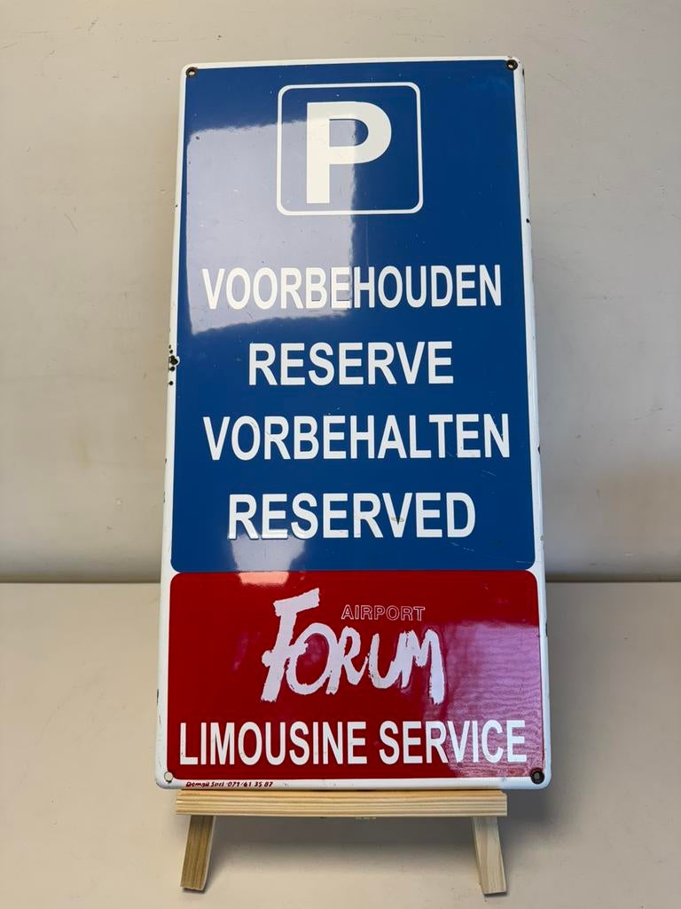Limousine Parking emaille reclamebord, Ophalen of Verzenden, Gebruikt, Reclamebord