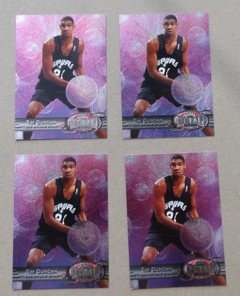97/98 Metal Universe Tim Duncan Rookie (lot de 4), Envoi, Neuf, Autres types