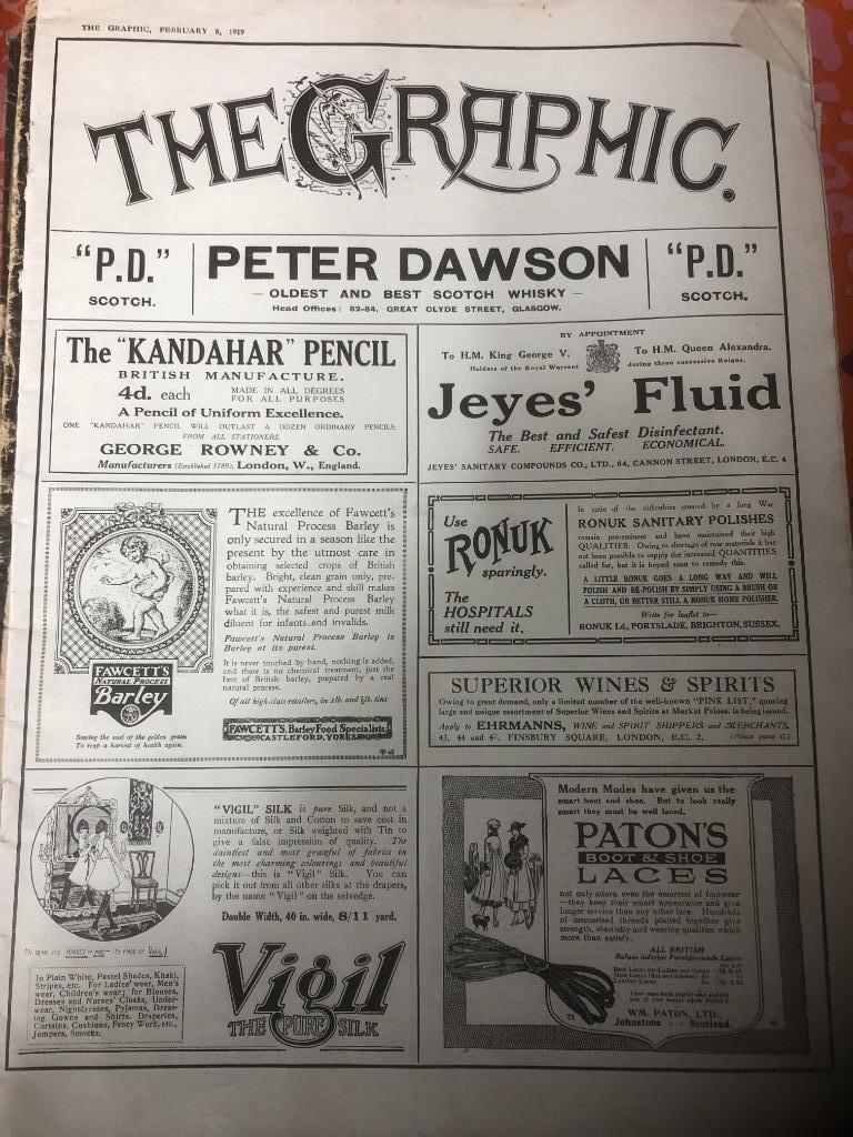 magazine The Graphic Feb8, 1919, Boeken, Ophalen, Gelezen, Krant