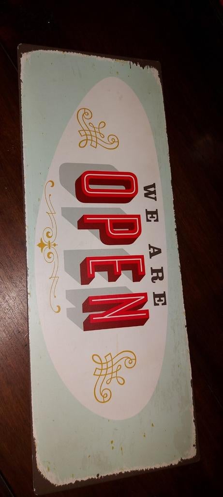 Metalen bordje ..we are open, Verzamelen, Ophalen of Verzenden, Nieuw