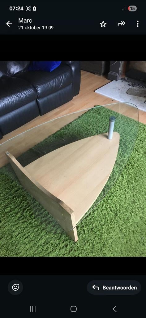 Table basse avec plateau en verre, Enlèvement