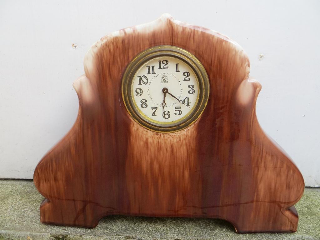 Pendule de cheminée rétro en faïence (Mantel clock), Enlèvement ou Envoi